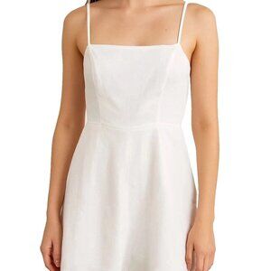 REFORMATION White Linen Square Neck Spaghetti Strap Mini Dress Sz 0